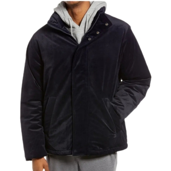 Topman Navy Velvet Puffer Jacket Sz L. - Picture 1 of 14
